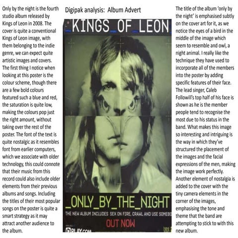 Digipak advert kings of leon