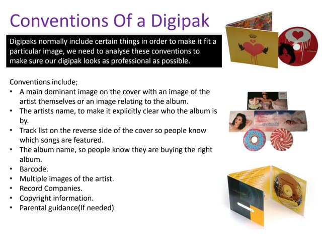 Digipak conventions