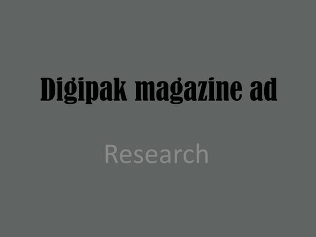 Digipak Magazine Ad