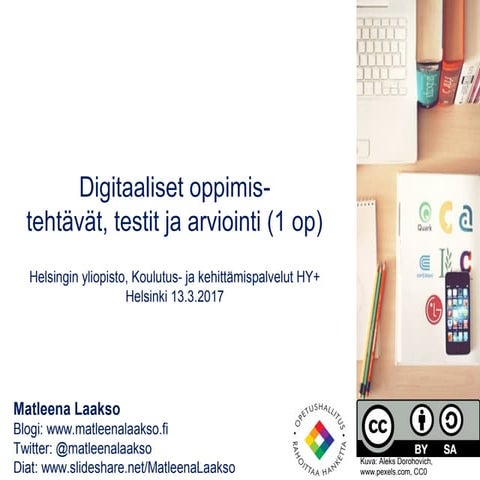 Digitaaliset oppimistehtävät, testit ja arviointi 1 op