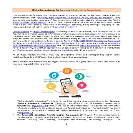 Digital Competences for Creating, Collaborating, Respecting…