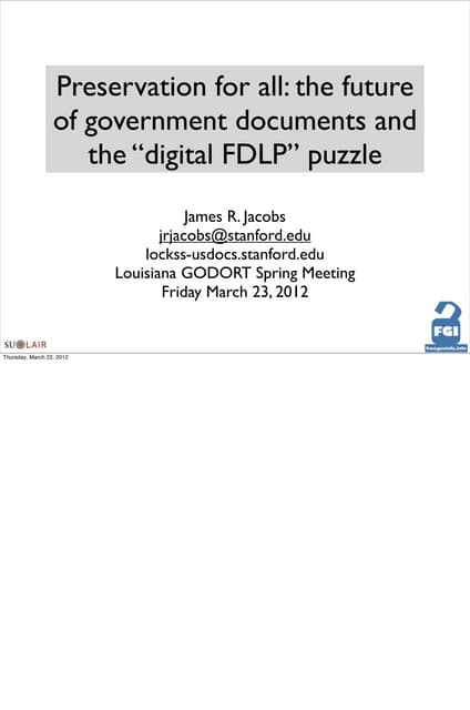 Digital FDLP Louisiana GODORT 2012 ...