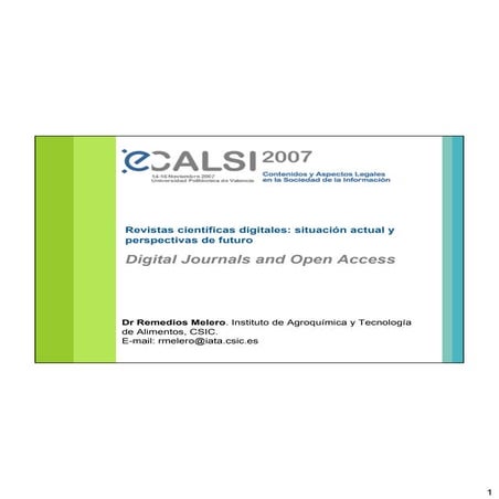 Digital Journals and Open Access