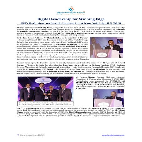 DIGITAL LEADERSHIP FOR WINNING EDGE - A REPORT