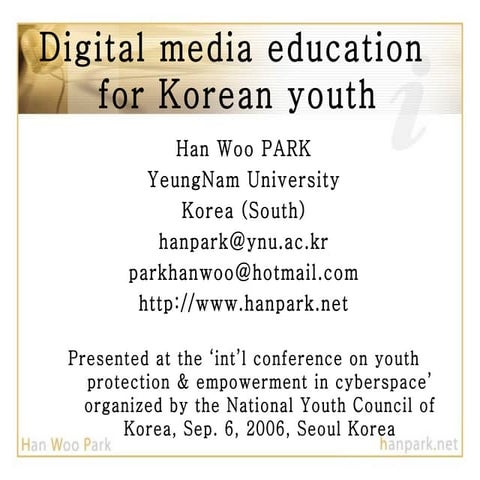 Digital Media Education Korean Youth(Sep2006)