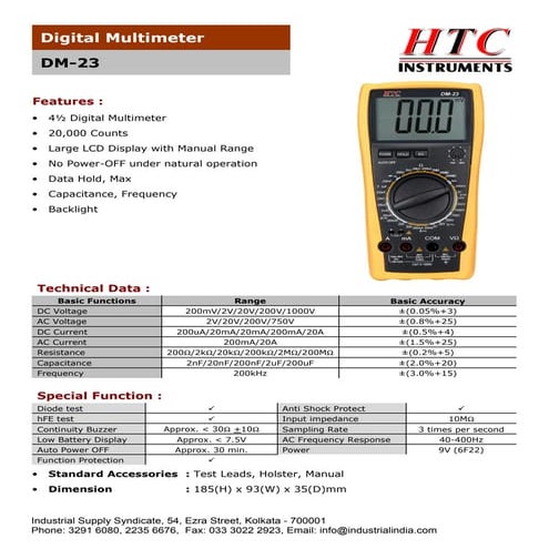 Htc digital multimeter dm 98 | PDF
