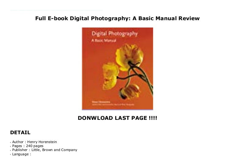 Digital Photography A Basic Manual