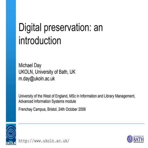 Digital preservation: an introduction