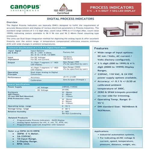 Process Control Instruments India - Canopus Instruments | PDF