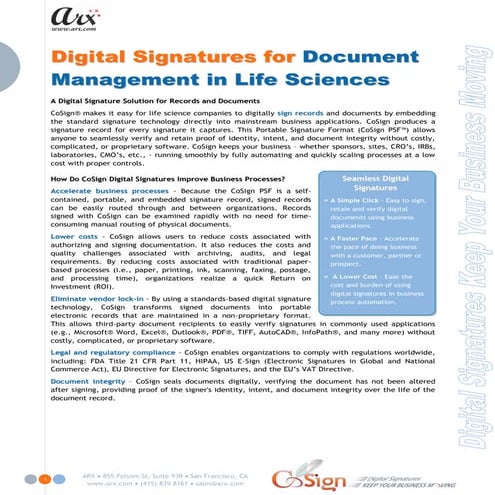 Digital Signatures for Document Management in Life Sciences