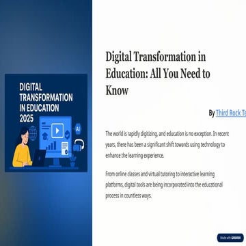 Digital Transformation in Education 2025: Trends & Future of Learning