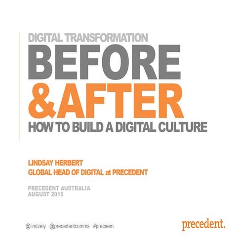 Digital Transformation Before and After Seminar, 11th August, Melbourne. 