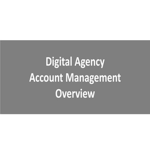 Digital Agency Account Management Overview