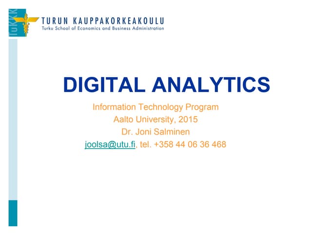 Digital analytics: Tableau (Lecture 6)