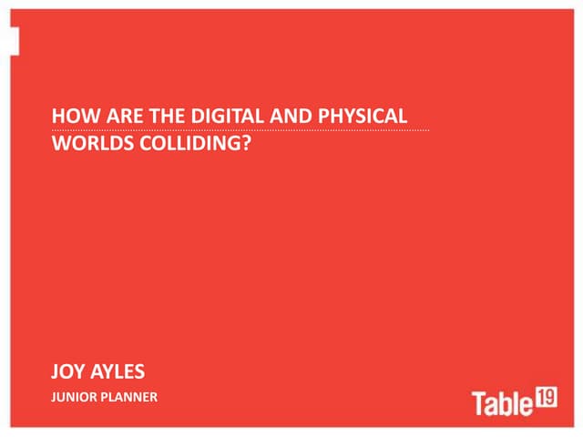 How the Digital and Physical worlds are merging. 