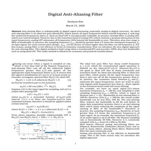 Digital anti aliasing filter