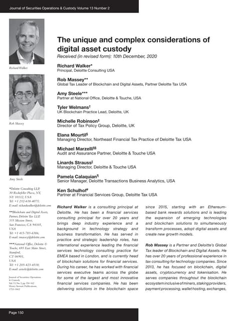 The unique and complex considerations of digital asset custody