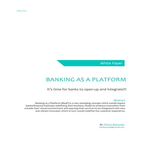 White Paper: Banking as a Platform 