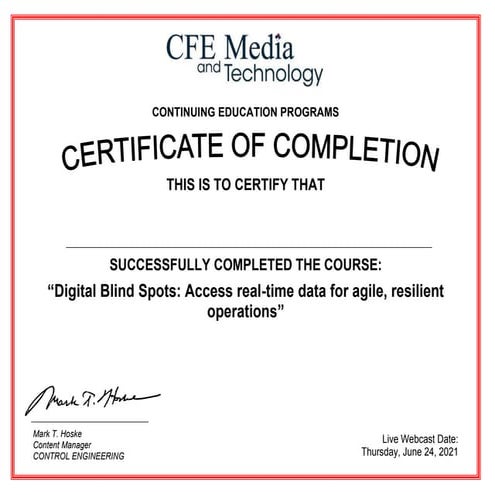 Certificate of Completion 