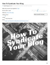 How To Syndicate Your Blog