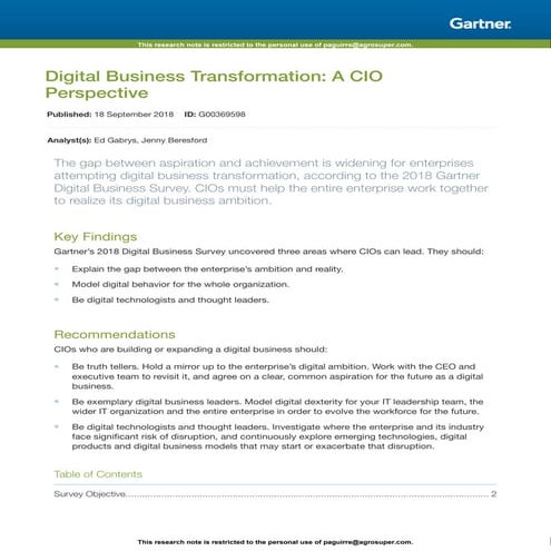 Digital Business Transformation | Strategy + Execution | PDF