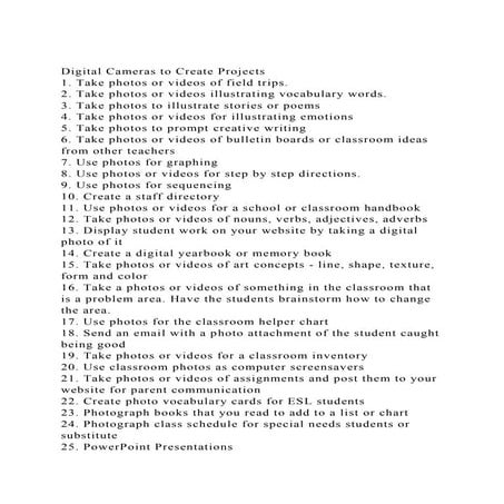 Digital Cameras to Create Projects1. Take photos or videos of fi.docx