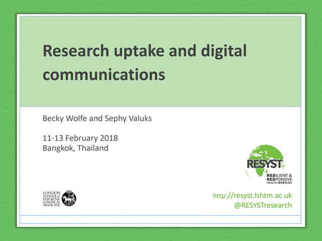 Research uptake and digital communications