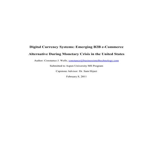 Digital Currency Systems: Emerging B2B e-Commerce Alternative During Monetary...