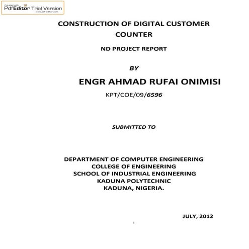 Digital customer counter project done by rufai | PDF