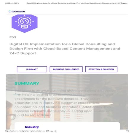 Digital CX Implementation for a Global Consulting and Design Firm with Cloud-...