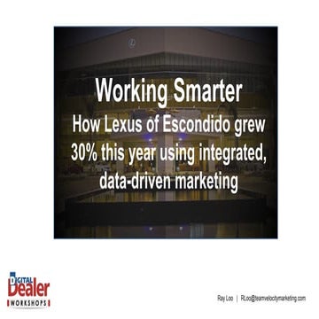 Working Smarter: How Lexus of Escondido grew 30% this year using integrated, ...