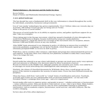 Digital diplomacy - the internet and the battle for ideas