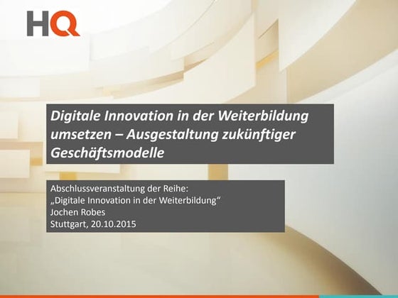 Digitale Innovation in der Weiterbildung umsetzen – Ausgestaltung zukünftiger...