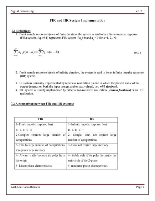 IIR filter realization using direct form I & II | PDF