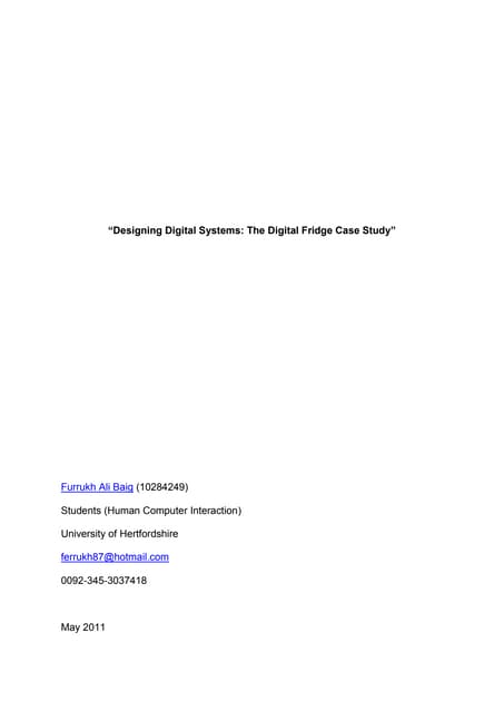 HCI - Case Study - Digital Fridge