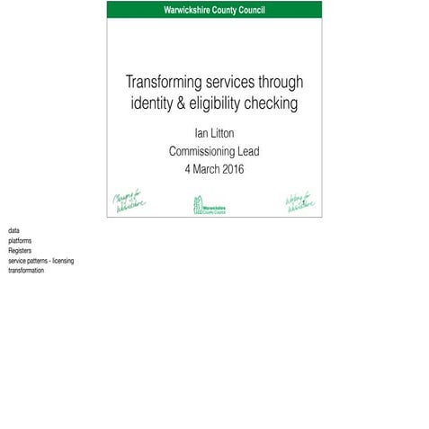 Transforming services through identity & eligibility checking | Ian Litton | ...