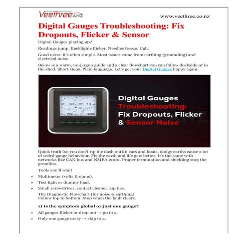 Digital Gauge Trouble shooting-Fix Dropouts, Flicker & Sensor Noise | PDF