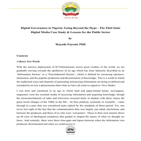 Digital Governance in Nigeria: Going Beyond the Hype - The Ekiti State Digita...