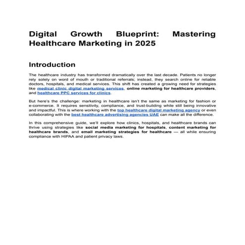 Free Healthcare Marketing Plan for Healthcare professionals | PDF