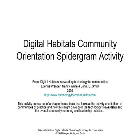 Digital Habitats Community Orientation Spidergram Activity