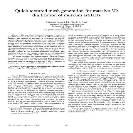 Quick textured mesh generation for massive 3D digitization of museum artifacts