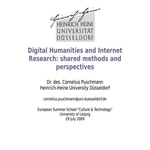 Digital Humanities and Internet Research: shared methods and perspectives