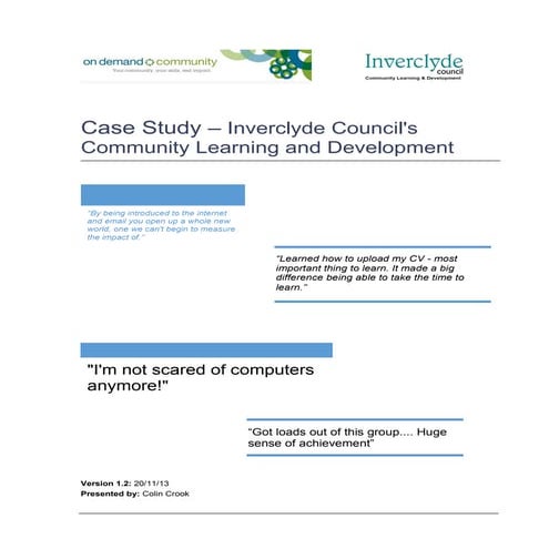 Digital inclusion Case Study For Inverclyde Council's Community Learning and ...