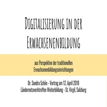 Erwachsenenbildung aus Perspektive der traditionellen Erwachsenenbildungseinr...