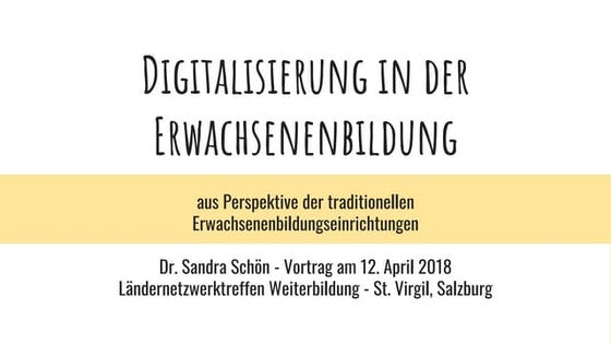 Erwachsenenbildung aus Perspektive der traditionellen Erwachsenenbildungseinr...