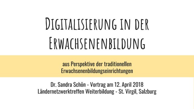 Erwachsenenbildung aus Perspektive der traditionellen Erwachsenenbildungseinrichtungen