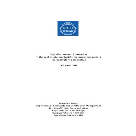 Digitalization and innovation IN rEAL eSTATE