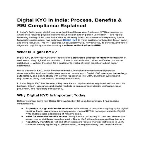 CKYC========== Central Know your customer | PPTX