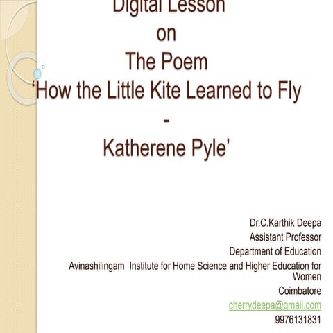 Digital lesson on the poem 'kite' by katherene pyle