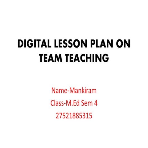 Digital lesson plan on team teaching